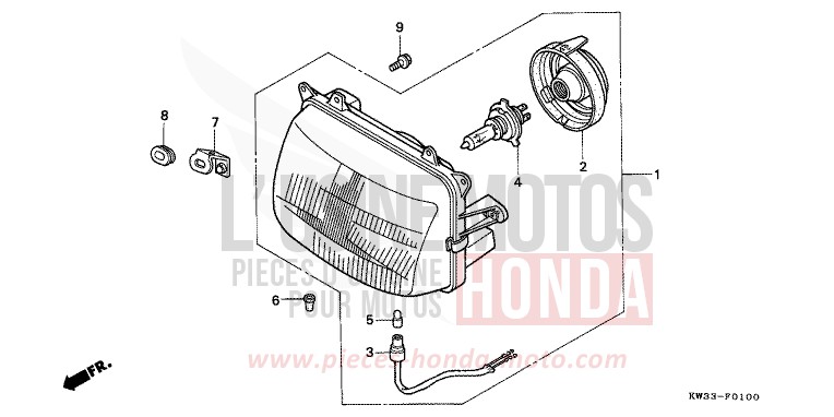 PROJECTEUR de Dominator 250 FIGHTING RED (R134) de 1990